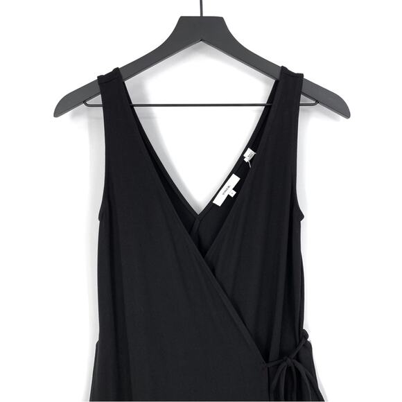 NWT VINCE V-Neck Jersey Wrap Midi Dress Black S - Picture 2 of 12